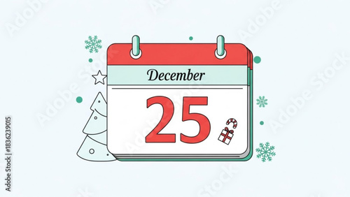 Christmas december calendar date vector illustration december twenty fifth christmas holiday graphic design 100