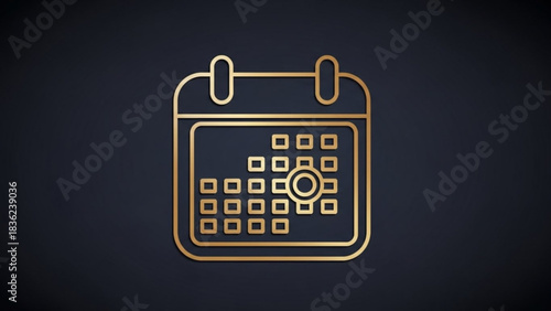 Gold calendar event reminder date schedule appointment organizer timeline planner icon 100 characters