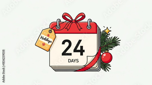 Christmas advent calendar countdown vector illustration with twenty four days left for xmas holiday season