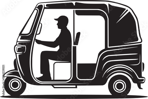 Vehicle and passenger icon set. Vector glyph pictograms of person, bus, van, seat, window, ride, transport, travel scene black silhouette