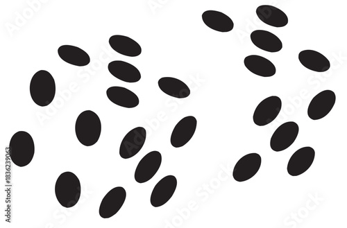 Abstract dot pattern icon set. Vector glyph pictograms of black dots, motion illusion, visual texture, graphic spread, perception shape, minimalist design black silhouette