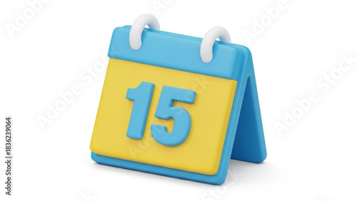 Download 3d fifteenth day calendar icon vector illustration for appointment schedule and event reminder design