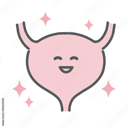 健康で元気な膀胱のキャラクターイラスト（正常・快調）