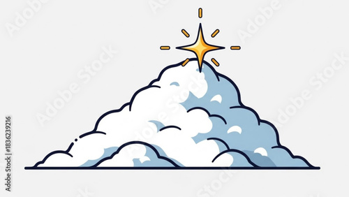 Cloudy sky with star cartoon illustration vector design weather forecast graphic element creative artwork