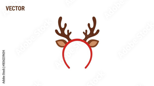 Reindeer antlers headband vector christmas holiday costume accessory festive season party headwear decoration 100