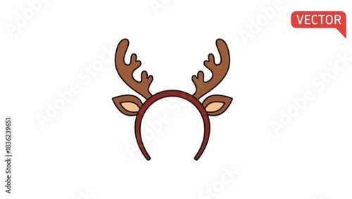 Cute reindeer antlers headband christmas holiday costume party festive headwear accessory vector illustration