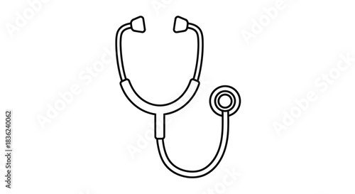 Classic line art stethoscope icon representing healthcare and clinical examination