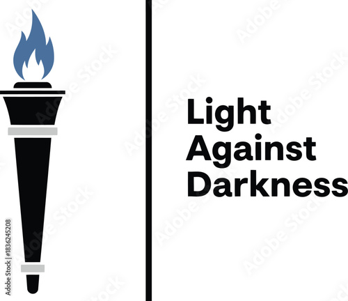 Symbolic torch of light against darkness hope knowledge inspiration overcoming challenges