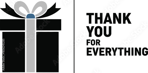 Modern black white thank you for everything gift box design express gratitude appreciation