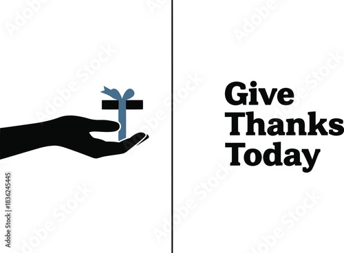 Give thanks today generosity and gratitude concept with hand offering gift box thanksgiving autumn holiday