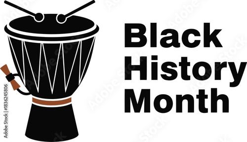 Black history month celebration djembe drum rhythmic design for cultural events education