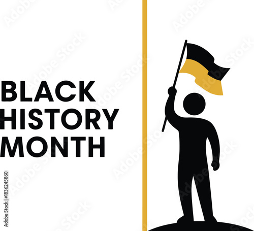 Black history month silhouette holding flag celebration of african american heritage culture