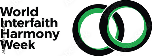 World interfaith harmony week logo interlocking rings symbolizing unity peace and global cooperation