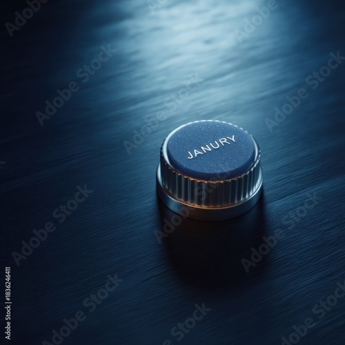 Fototapeta Naklejka Na Ścianę i Meble -  A close-up shot of a single blue button with 