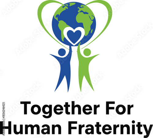 Together for human fraternity logo global unity compassion diversity and peace symbol
