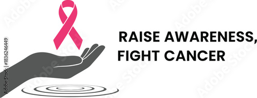 Raise awareness fight cancer pink ribbon hand support health charity event