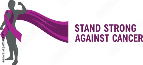 Superhero woman standing strong against cancer pink ribbon awareness fight cancer concept