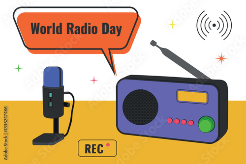 World Radio Day. Vector illustration.