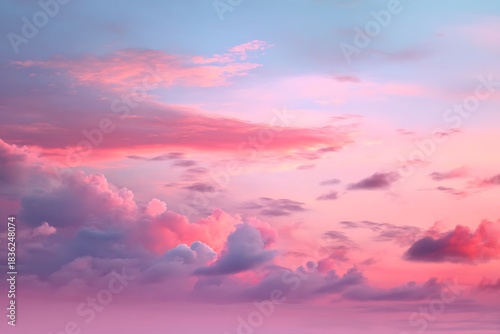 Pink and blue pastel sky with colorful clouds