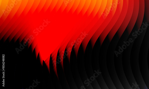 Neon ripple glass gradient in magenta, violet, ember orange on deep midnight. Sharp ribbed distortion, cinematic glow; futuristic texture background, vector illustration