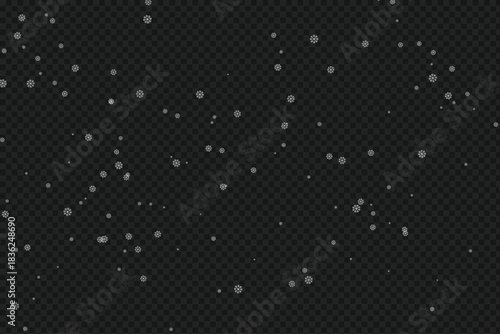 Realistic Falling Snow Glitter Overlay Effect Isolated background