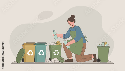 Person Sorting Recycling Waste for Environment Awareness.