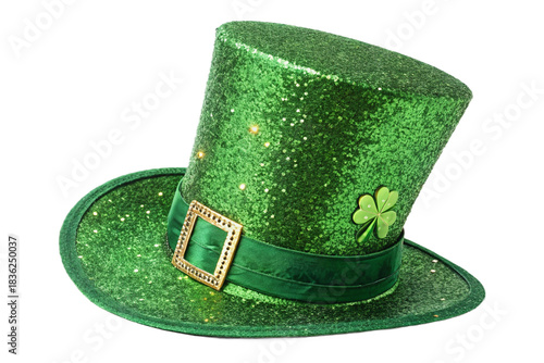 solated Glittering Green Leprechaun Hat for St Patricks Day Celebration isolated on transparent background