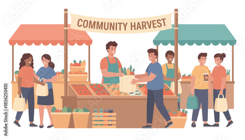 Group of People at a Community Harvest Market.