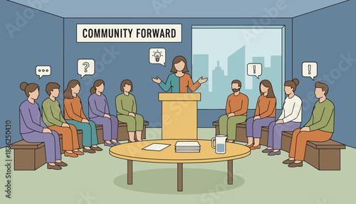 Speaker at Community Meeting Addressing Audience.