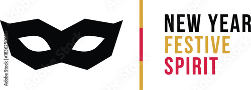 New year festive spirit black masquerade mask sparkler celebration party design