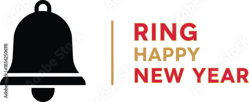 Ring in the new year festive bell icon happy new year text for celebrations greetings