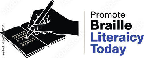 Promote braille literacy today hand writing on braille book education for visually impaired accessibility awareness
