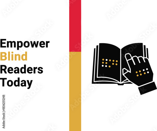 Empower blind readers today braille book and hand symbol for accessibility and inclusion