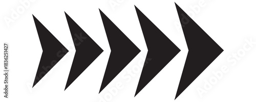 Arrow icons group. Set of black arrows symbols with blend effect. Chevron symbols. Vector isolated on white background