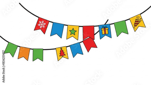 Colorful christmas holiday party celebration banner decoration vector graphic design element