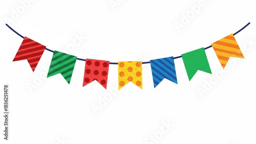 Colorful party banner pennant flags vector illustration for birthday celebration and decoration design element