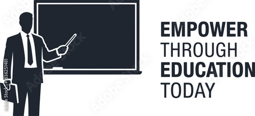 Empower through education today teacher with blackboard inspiring knowledge and growth