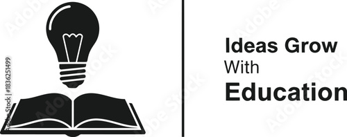 Illuminating ideas lightbulb above open book symbolizing education knowledge innovation