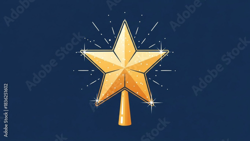 Christmas tree topper golden star vector illustration holiday decoration design element 100