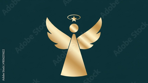 Golden angel with halo vector graphic for christmas holiday design and religious themes illustration art