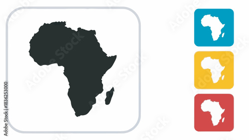 Africa map silhouette vector icon set. Simple continent geography graphic resource.