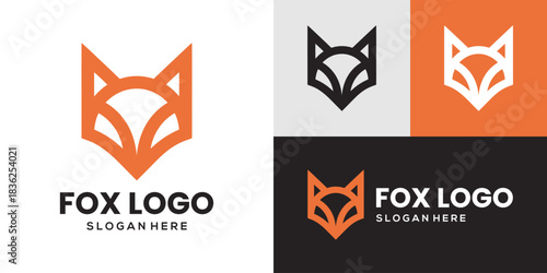 creative and minimalist fox vector design logo illustration
