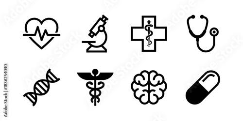 Medical icon set. medical healthcare is presented in flat vector illustrations isolated on a white background.