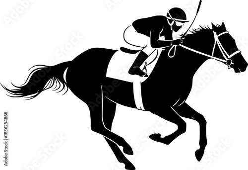 Racing horse jockey silhouette vector