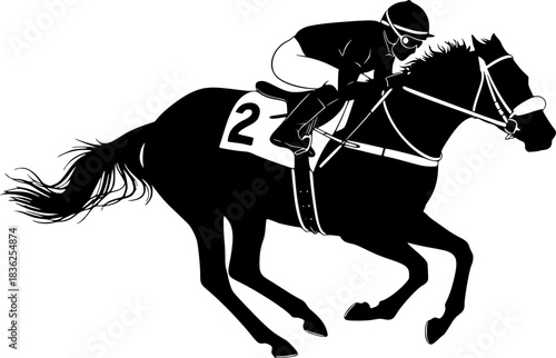 Racing horse jockey silhouette vector