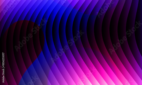 Neon ripple glass gradient in magenta, violet, ember orange on deep midnight. Sharp ribbed distortion, cinematic glow; futuristic texture background, vector illustration