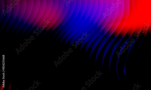 Neon ripple glass gradient in magenta, violet, ember orange on deep midnight. Sharp ribbed distortion, cinematic glow; futuristic texture background, vector illustration