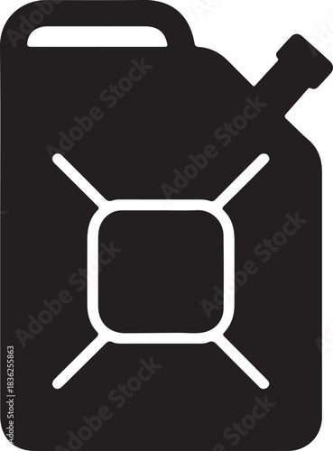 Fuel Container Icon Silhouette, Gas Can Vector, Jerry Can Symbol for Safety and Storage