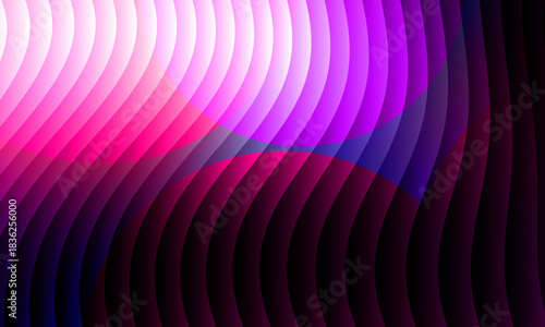 Neon ripple glass gradient in magenta, violet, ember orange on deep midnight. Sharp ribbed distortion, cinematic glow; futuristic texture background, vector illustration