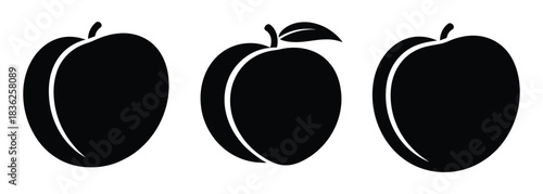 Juicy peach icons for summer recipes and healthy eating designs, a clean and minimalist fruit illustration perfect for food blogging and product packaging, featuring fresh and vibrant produce